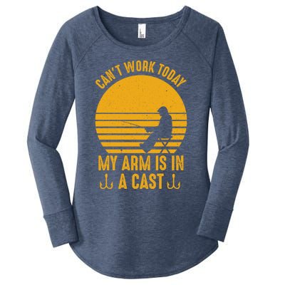 I Cant Work Today My Arm Is In A Cast Fishing Humor Gift Women's Perfect Tri Tunic Long Sleeve Shirt