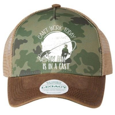 I Cant Work Today My Arm Is In A Cast Funny Fishing Pride Funny Gift Legacy Tie Dye Trucker Hat