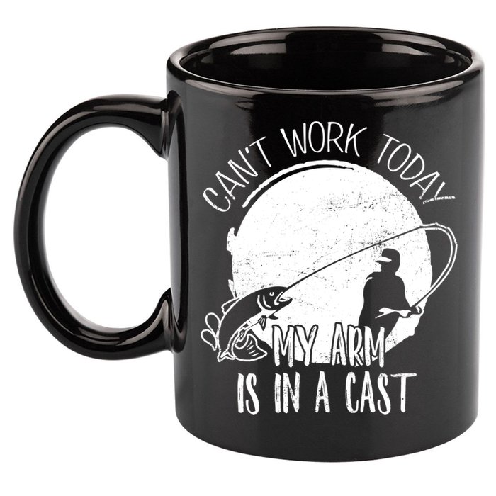 I Cant Work Today My Arm Is In A Cast Funny Fishing Pride Funny Gift 11oz C Handle Ceramic Mug