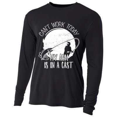 I Cant Work Today My Arm Is In A Cast Funny Fishing Pride Funny Gift Cooling Performance Long Sleeve Crew