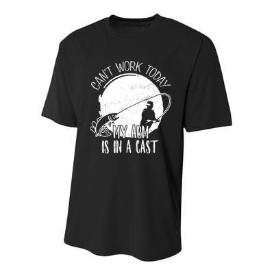 I Cant Work Today My Arm Is In A Cast Funny Fishing Pride Funny Gift Youth Performance Sprint T-Shirt