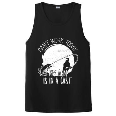 I Cant Work Today My Arm Is In A Cast Funny Fishing Pride Funny Gift PosiCharge Competitor Tank