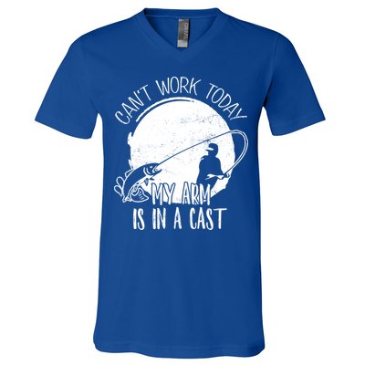 I Cant Work Today My Arm Is In A Cast Funny Fishing Pride Funny Gift V-Neck T-Shirt