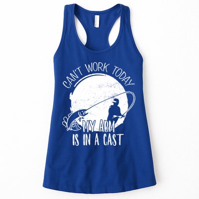 I Cant Work Today My Arm Is In A Cast Funny Fishing Pride Funny Gift Womens Tank Top