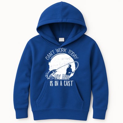 I Cant Work Today My Arm Is In A Cast Funny Fishing Pride Funny Gift Kids Hoodie
