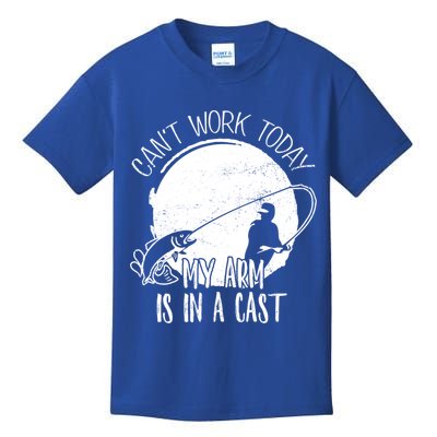 I Cant Work Today My Arm Is In A Cast Funny Fishing Pride Funny Gift Kids T-Shirt