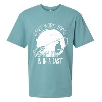 I Cant Work Today My Arm Is In A Cast Funny Fishing Pride Funny Gift Sueded Cloud Jersey T-Shirt