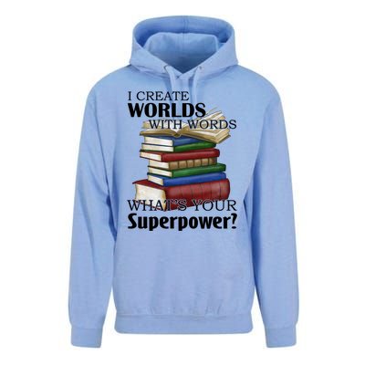 I Create Worlds With Words Writer Author Novelist Funny Gift Unisex Surf Hoodie