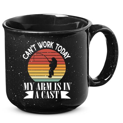 I Cant Work Today My Arm Is In A Cast Funny Fishing Cool Gift 15oz Campfire Ceramic Mug