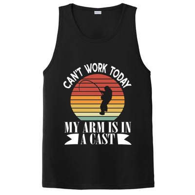I Cant Work Today My Arm Is In A Cast Funny Fishing Cool Gift PosiCharge Competitor Tank