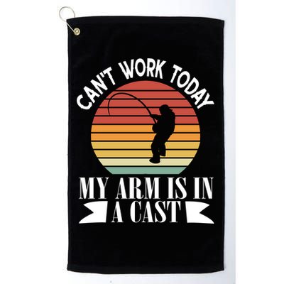 I Cant Work Today My Arm Is In A Cast Funny Fishing Cool Gift Golf Towel