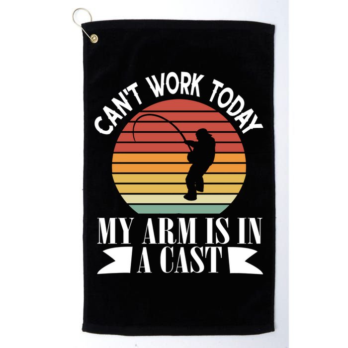 I Cant Work Today My Arm Is In A Cast Funny Fishing Cool Gift Golf Towel