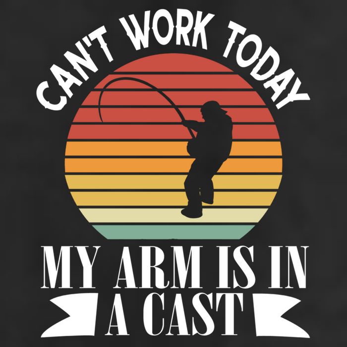 I Cant Work Today My Arm Is In A Cast Funny Fishing Cool Gift Golf Towel
