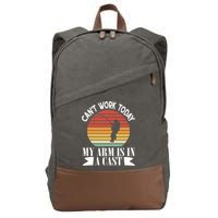 I Cant Work Today My Arm Is In A Cast Funny Fishing Cool Gift Cotton Canvas Backpack