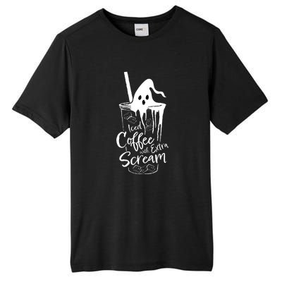 Iced Coffee With Extra Scream Halloween Ghost Spooky Gift Tall Fusion ChromaSoft Performance T-Shirt