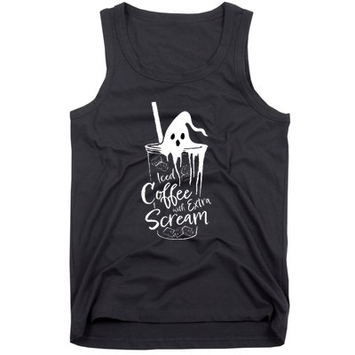 Iced Coffee With Extra Scream Halloween Ghost Spooky Gift Tank Top