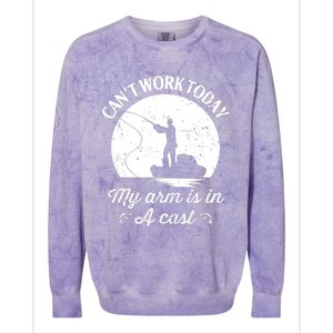 I Cant Work Today My Arm Is In A Cast Funny Fishing Colorblast Crewneck Sweatshirt