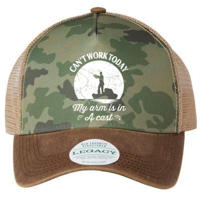 I Cant Work Today My Arm Is In A Cast Funny Fishing Legacy Tie Dye Trucker Hat