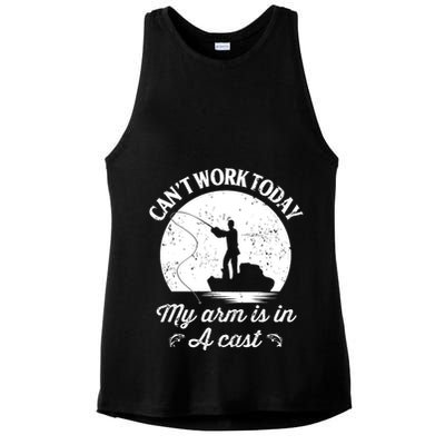 I Cant Work Today My Arm Is In A Cast Funny Fishing Ladies PosiCharge Tri-Blend Wicking Tank