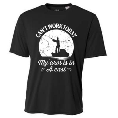 I Cant Work Today My Arm Is In A Cast Funny Fishing Cooling Performance Crew T-Shirt