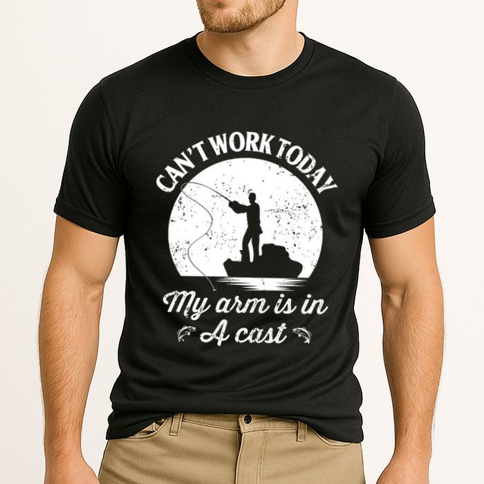 I Cant Work Today My Arm Is In A Cast Funny Fishing Performance Shirt