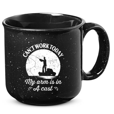 I Cant Work Today My Arm Is In A Cast Funny Fishing 15oz Campfire Ceramic Mug