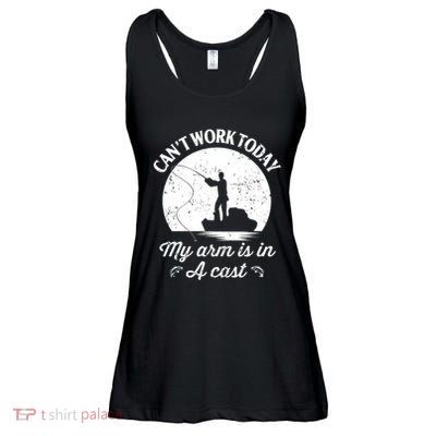 I Cant Work Today My Arm Is In A Cast Funny Fishing Ladies Essential Flowy Tank