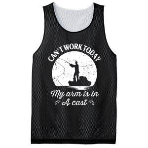 I Cant Work Today My Arm Is In A Cast Funny Fishing Mesh Reversible Basketball Jersey Tank