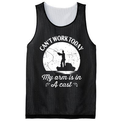 I Cant Work Today My Arm Is In A Cast Funny Fishing Mesh Reversible Basketball Jersey Tank