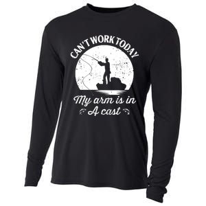 I Cant Work Today My Arm Is In A Cast Funny Fishing Cooling Performance Long Sleeve Crew