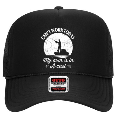 I Cant Work Today My Arm Is In A Cast Funny Fishing Trucker Hat