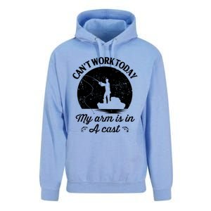 I Cant Work Today My Arm Is In A Cast Funny Fishing Unisex Surf Hoodie