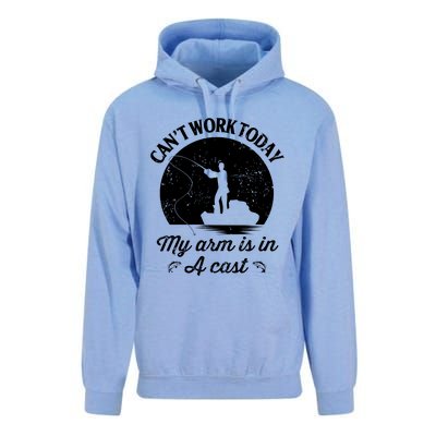 I Cant Work Today My Arm Is In A Cast Funny Fishing Unisex Surf Hoodie