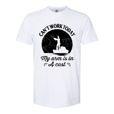 I Cant Work Today My Arm Is In A Cast Funny Fishing Softstyle CVC T-Shirt