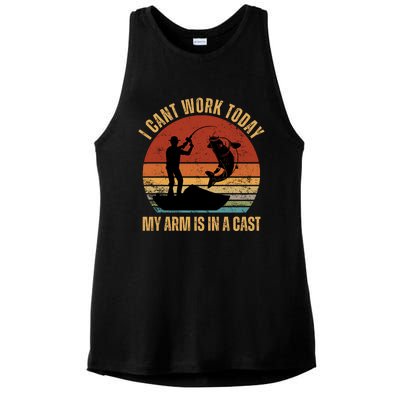 I Cant Work Today My Arm Is In A Cast Fishing Vintage Ladies PosiCharge Tri-Blend Wicking Tank