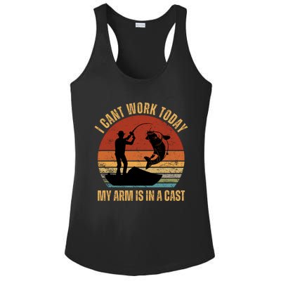 I Cant Work Today My Arm Is In A Cast Fishing Vintage Ladies PosiCharge Competitor Racerback Tank