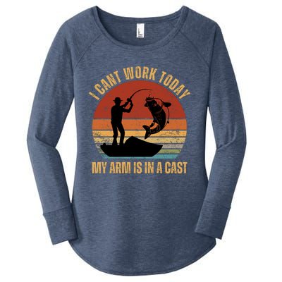 I Cant Work Today My Arm Is In A Cast Fishing Vintage Women's Perfect Tri Tunic Long Sleeve Shirt