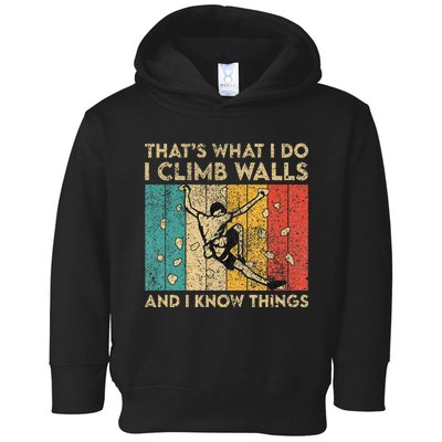 I Climb Walls And I Know Things Funny Rock Climbing Boulder Toddler Hoodie