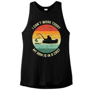 I Can't Work Today My Arm Is In A Cast Fishing Fathers Day Ladies PosiCharge Tri-Blend Wicking Tank