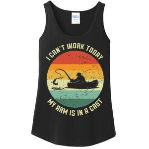 I Can't Work Today My Arm Is In A Cast Fishing Fathers Day Ladies Essential Tank