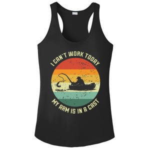 I Can't Work Today My Arm Is In A Cast Fishing Fathers Day Ladies PosiCharge Competitor Racerback Tank