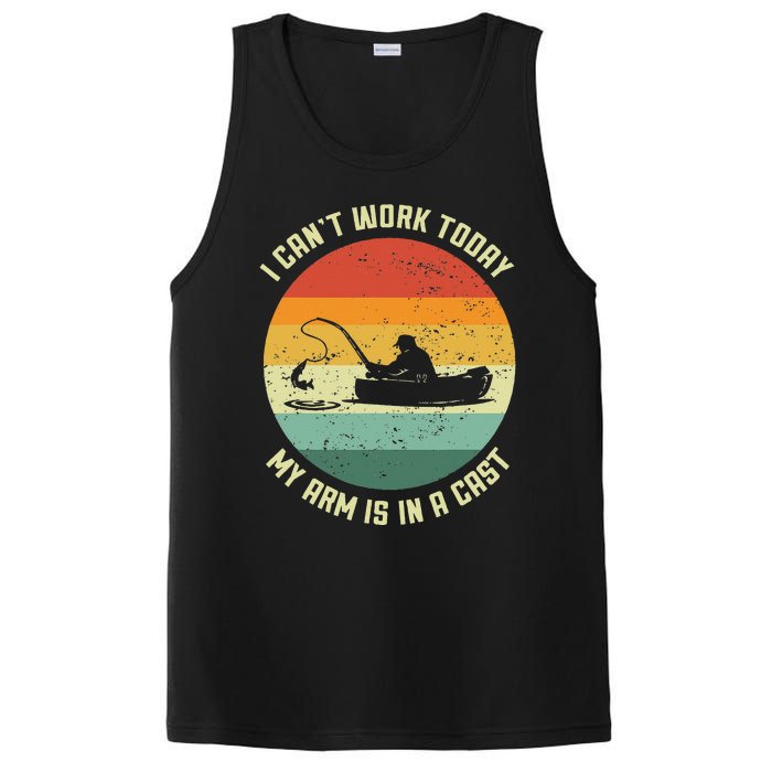 I Can't Work Today My Arm Is In A Cast Fishing Fathers Day PosiCharge Competitor Tank