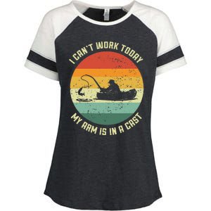 I Can't Work Today My Arm Is In A Cast Fishing Fathers Day Enza Ladies Jersey Colorblock Tee