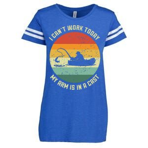 I Can't Work Today My Arm Is In A Cast Fishing Fathers Day Enza Ladies Jersey Football T-Shirt