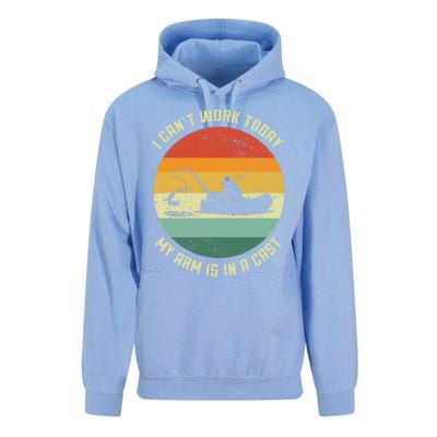 I Can't Work Today My Arm Is In A Cast Fishing Fathers Day Unisex Surf Hoodie