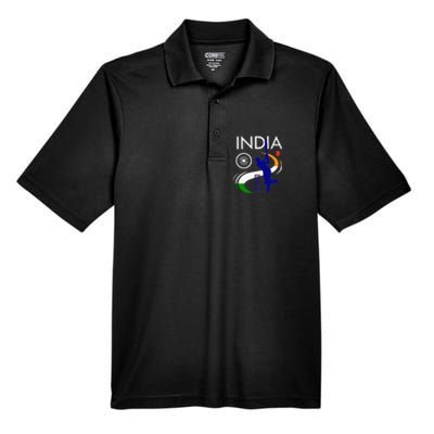 India Cricket With Indian Flag Brush Stroke Men's Origin Performance Pique Polo