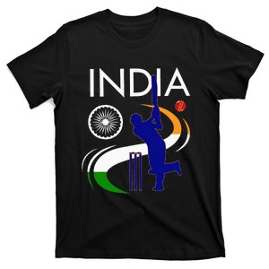 India Cricket With Indian Flag Brush Stroke T-Shirt