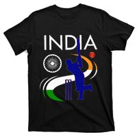 India Cricket With Indian Flag Brush Stroke T-Shirt