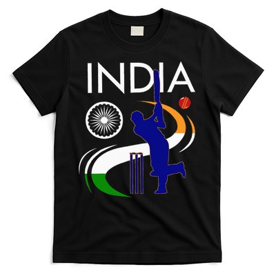 India Cricket With Indian Flag Brush Stroke T-Shirt