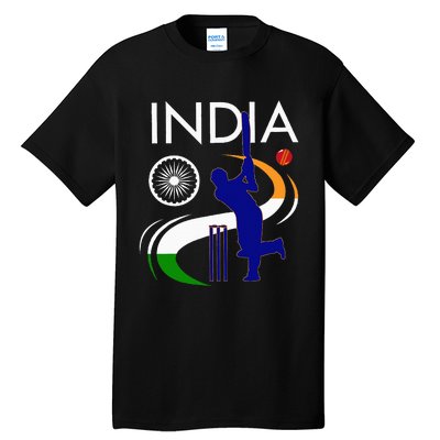 India Cricket With Indian Flag Brush Stroke Tall T-Shirt